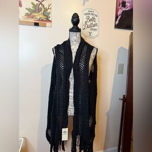 Black Open-Knit Women's Sweater